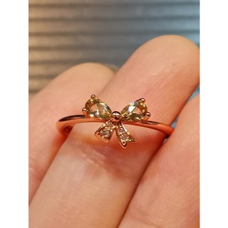 托帕石 橄欖石 優雅蝴蝶結 玫瑰金 戒指 S925銀 活圍