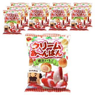 BOURBON 北日本 奶油紅豆麵包袋裝煉乳草莓口味, 10個, 38g