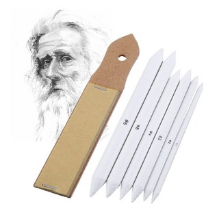 [쀼샵] 찰필 6종 심갈이 사포 SET 소묘 파스텔 블렌딩 도구, 1세트, 화이트