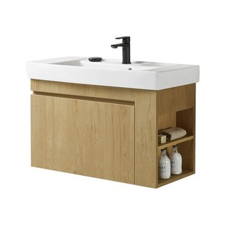 KARAT凱樂衛浴 米萊松悟防水浴櫃 82cm 100%防水浴櫃組 (橡木紋) K-1742 KC-742CLN, 1個, 右側櫃, 橡木紋