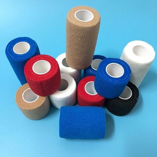 運動繃帶彈力自粘繃帶彈性繃帶 固定手指腳踝護腕腰膝肘足球籃球, 1個, 5cm*4.5m（一盒24卷）,深藍色