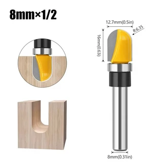 쿠쿠스토어 mm 1/4" 생크 볼 및 트레이 템플릿 라우터 비트 초경 주스 그루브 라운드 노즈, 02 8x12.7mm