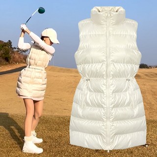 투솜 여성골프조끼 롱패딩조끼 여성골프패딩 여자골프패딩조끼 투웨이 스트링 골프 롱 패딩조끼 여자골프조끼 여성 봄 가을 겨울 웨어 의류