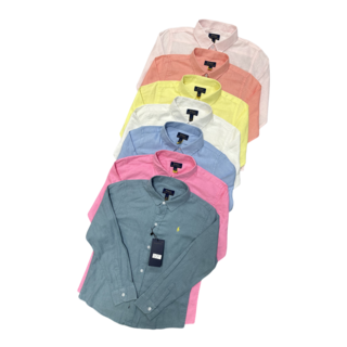 （附送手提紙袋）兒童款 小馬標秋季長袖襯衫麻料上衣休閒修身童裝男童女童打底衫初秋薄外套