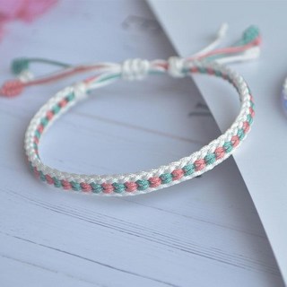 嘉義出貨 原創手作飾品 diy編織手繩 手工手鏈材料包 手工手鏈編織繩線繩 手鏈材料包 情侶男女款72號玉線閨蜜禮物, 1個, 綠西材料包+視頻教學（2個裝）