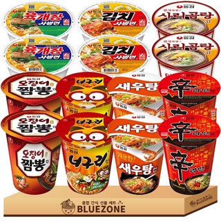 농심 소컵라면 A세트 신라면2개 육개장사발면2개 김치사발면2개 새우탕2개 너구리2개 오징어짬뽕2개 사리곰탕2개 라면스틱2개, 1박스