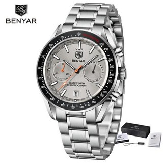 2022 BENYAR 남성용 탑 럭셔리 시계 남성용 달 시계 쿼츠 스포츠 크로노그래프 50M 방수 시계 야광 Reloj Hombre