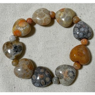 菊石愛心手鍊 珊瑚玉