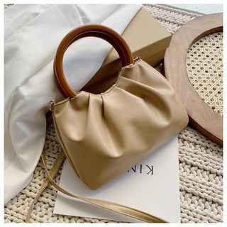 高級感小包包女2021夏季新款潮時尚手提斜挎包洋氣褶皺雲朵單肩包, 卡其色 收藏關註有禮