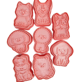 캐롯캐롯 강아지 쿠키틀 클레이몰드 베이킹도구 8종 (밀대 증정), 핑크, 1개