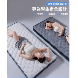 2025新款乳膠床墊【台灣現貨】學生宿舍記憶棉軟墊 - 單人雙人床墊, 厚6cm-紳白【吸濕透氣/久睡不塌】,80*190cm-單人（2.5尺）