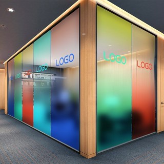 辦公室磨砂玻璃貼紙彩色漸變白點透明高端定製公司LOGO裝飾UV貼膜, 1個, 款CS-11,10*10cm
