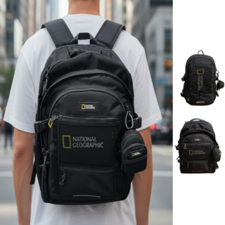 내셔널지오그래픽 백팩 내셔널가방 네셔널 책가방 중학생 대용량 + 키링, 1개, 블랙