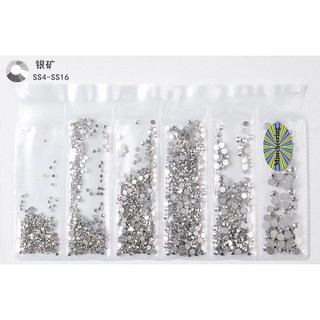鑽石堂美甲 SS4 SS16 彩色鑽石 水晶玻璃美甲鑽 DIY指甲飾品配件 平底水鑽 1440顆, 1個, 13號【銀礦】