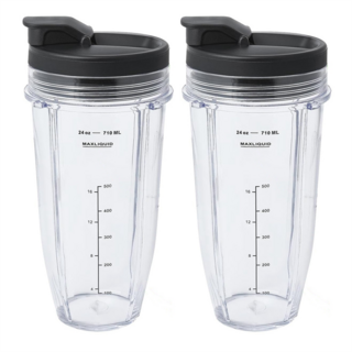 닌자 용 블렌더 컵 블렌더 교체 부품 24oz 컵 SIP &amp; SEAL 뚜껑 NUTRI 닌자 자동 IQ 시리즈 BL450 BL480, 투명한, 한개옵션1