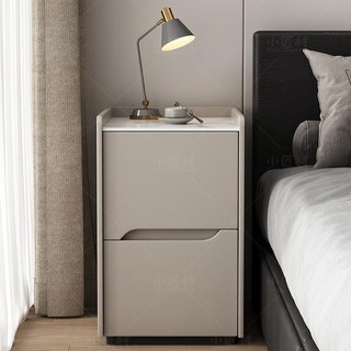 沙發邊櫃 收納櫃 極窄床頭櫃 輕奢高級感實木收納櫃 小型床邊超窄邊櫃 簡約現代臥室夾縫小柜子, 1個, 香檳灰(加厚多層實木框架 實木抽屜),整裝 30x40x48cm