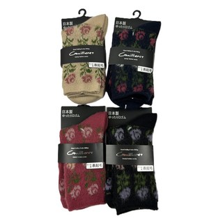Guilleret 日本製羊毛混紡花紋襪，寬鬆舒適，復古時尚，保暖透氣