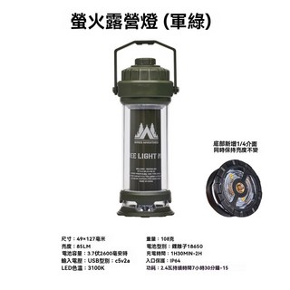 棲野Cheer 超長續航戶外螢火露營燈 便攜式照明充電帳篷氛圍燈 六角燈罩適配CARGO, 軍綠色, 1個