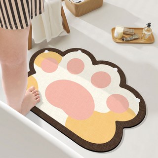 DEXI 주방 욕실 현관 빨아쓰는 바닥 발매트 규조토 논슬립, 옐로, 1개