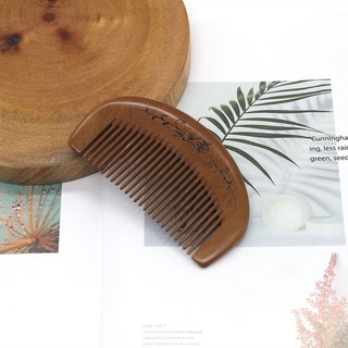 경일문화가게 전통 원목 얼레빗 나무빗 두피마사지, 반달빗 꽃소 촘촘, 1개, 박달나무