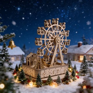 나무 관람차 퍼즐 DIY 3D 조립 교육용 생일 선물 크리스마스, 01 하얀색