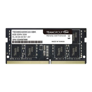 TEAMGROUP TED48G3200C22-S01 엘리트 DDR4 8GB 싱글 3200MHz PC4-25600 CL22 언버퍼드 Non-ECC 1.2V SODIMM 260핀 노