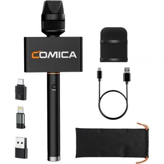 핸드마이크 방송용 마이크 공연용 COMICA Revo S 무선 핸드헬드 아이폰용 전문 인터뷰 USB 타입 C 안드로이드 폰 노트북 PC 콘텐츠 제작자를 위한 리포터 보고, 1개