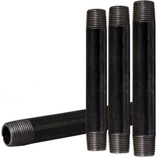 SUPPLYGIANT 파이프 커넥터 연결 싱크대 수도꼭지 서플라이자이언트 1 2 x 10인치 강철 검은색 4개 세트 내구성 강한 산업용 연성 2인치 미리 나사산이 니플 DIY, 1/2'' x 8''_Black