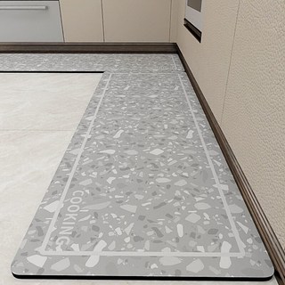 加厚強吸附廚房專用地墊防油防水防滑地毯硅藻泥硅橡膠廚用墊子, 1個, 5.暖棕色COOKING,廚房黑科技 加厚吸水吸油