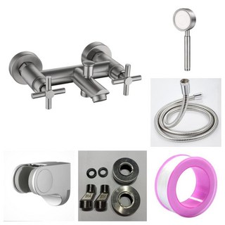 淼瀅精品衛浴 正304不銹鋼雙開關水龍頭 冷熱水雙控 浴室浴缸淋浴組 沐浴蓮蓬頭組, 1個, B3054沐浴龍頭(雙開關單控)高配