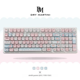 픽랩마켓 조약돌키보드 무선조약돌키보드 커스텀, HMX 블루 제인 스위치, 화이트+블루 핑크 베어