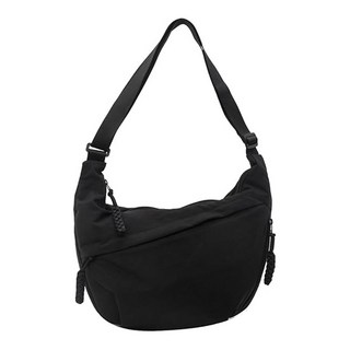 防潑水牛角斜背包 - 時尚簡約斜肩包/側背包 防潑水設計 多色可選, 黑色