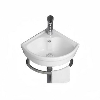 小號三角支架龍頭套餐 31cm x 31cm 扇形陶瓷水槽, 白色