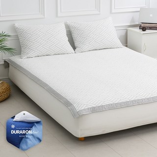 국산 휴비스 듀라론 100% 냉감 패드 고정밴드 침대 여름침대매트 라지킹, 연그레이, 쿨매트