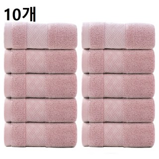 록신 순면 부드러운 타월 110g 30수 10종세트 흡수력 세안 타월 헤어타월 추천 고급 순면 타월 보들보들 무자극 여행용 헬스장 필수 아이템, 1세트, 핑크