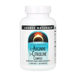 쏘스내츄럴스 Source Naturals 엘아르기닌 LArginine 시트루룰린 120정 1000mg, 1개, 60정