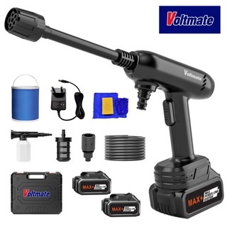 VoltMate 독일 수입 무선 고압세척기 고압세차기 휴대용 세차기 5in1 다기능 고급형 부스터 세차기 15000mAh 듀얼 배터리, 블랙 세트