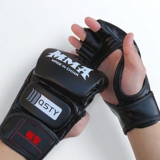 半指拳套女搏擊泰拳男UFC兒童訓練成人打沙袋專業手套MMA拳擊手套, (黑 色)普通均碼,拳套:1副, 1個