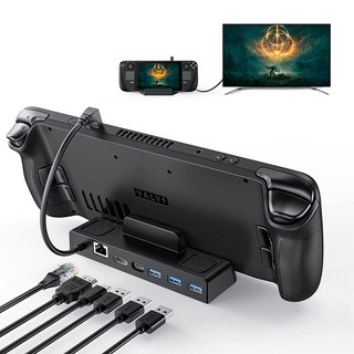 Steam Deck 擴充基座 WIN掌機/Switch適用 Type-C 4K HDMI 充電底座 主機支架 掌上遊戲機螢幕外接傳輸 擴展埠 HUB集線器 多媒體 Docking 工作站, 黑, 1個, SD-Dock