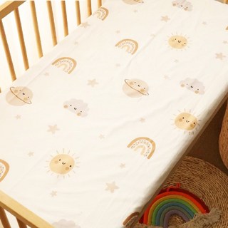 純棉嬰兒床包：柔軟透氣、鬆緊床單、多款可選，新生兒寶寶床單首選, 天空部落, 1個