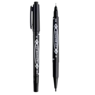 雙頭記號筆 長頭油性筆 補充墨水 臺灣24H可出貨 深孔筆 施工用油性筆 工程筆 打螺絲 標記 防水 細字筆 異材質書寫, 1個裝, 一般款, 黑色