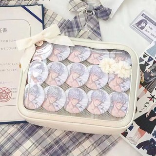 學院痛包單肩軟妹制服包日系JK百搭PU吧唧斜挎包透明漫展, 黑色【有扎板】,高品質加厚