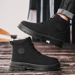 Max admire 男士小黃靴 時尚休閒耐磨工地靴 厚底馬丁靴 輕便防水英倫風中筒騎士靴