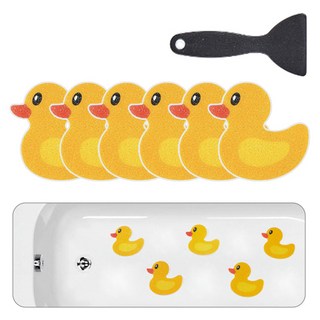 1991공구 욕실 욕조 미끄럼방지 스티커 오리, 6개, 옐로우
