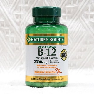 Nature's Bounty自然之寶 維生素B-12 2500 mcg 300錠 (效期至2027/11) 美國好市多代購, 300個, 1顆