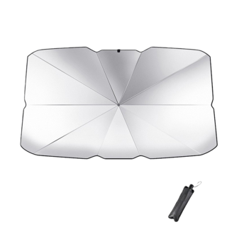 升級鈦銀汽車遮陽傘 隔熱遮陽板 前擋風玻璃遮陽 車用窗簾遮陽簾, 1個, 汽車遮陽傘-大號(送專用皮套)