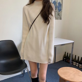 半高領針織衫 女 秋冬內搭 中長款 長袖 修身包臀 連衣裙子
