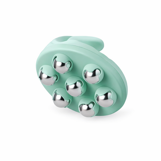 旋轉滾珠按摩刷 經絡刷 美體刷 體刷 腹部按摩 經絡按摩刷 淋巴刷 刮痧 按摩 經絡 按摩器, 鋼珠款-藍色, 1個