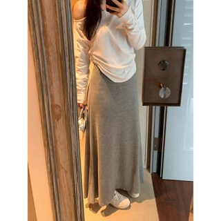 新竹出貨 慵懶長裙垂墜感半身裙百搭軟糯休閒簡約A字裙魚尾裙 長裙 過膝裙