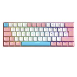 BuyChoo T60 62키 기계식 유선 키보드, 핑크+화이트+블루, 파스텔 청축, 제조사축, 텐키리스